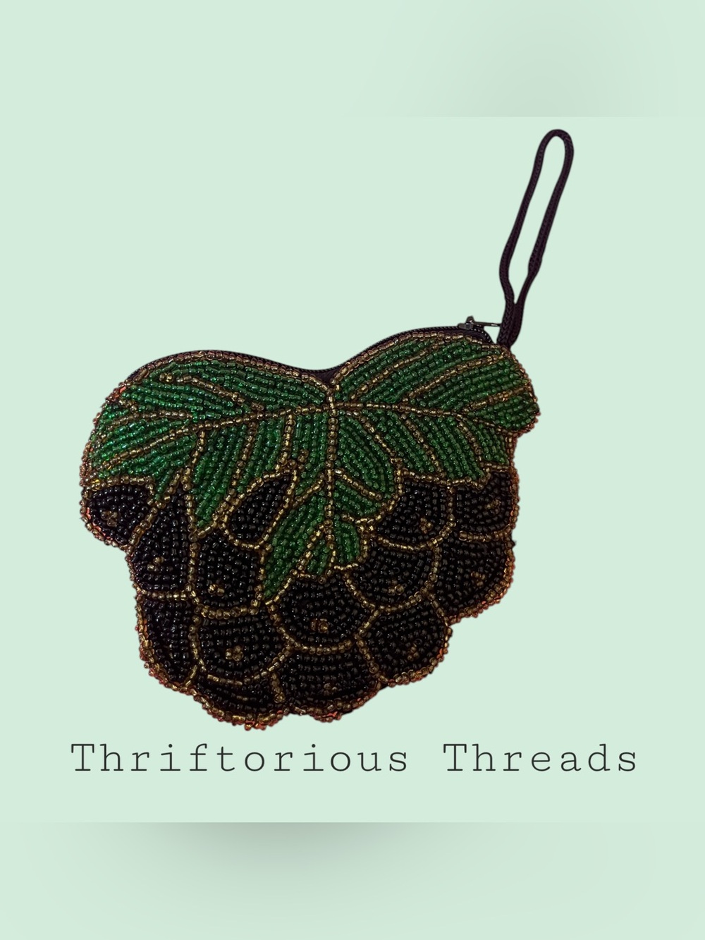Grape Beaded Coin Purse